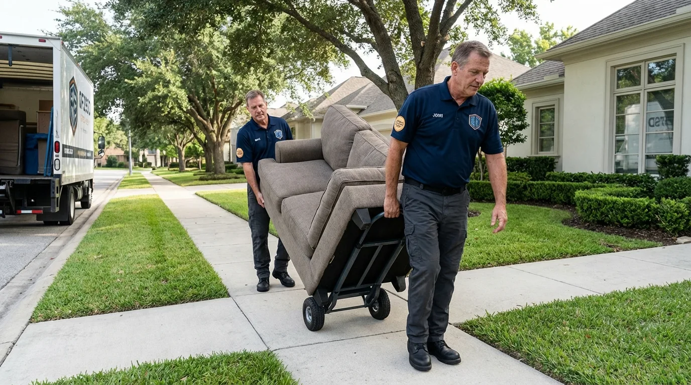 Local residential moving crew loading furniture in Plano, IL